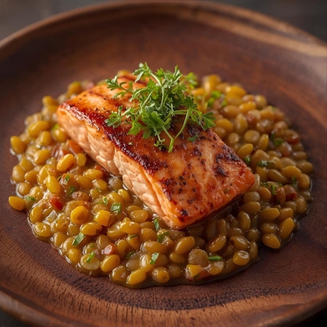 Fresh Herb Lentils with Pan-Seared Salmon