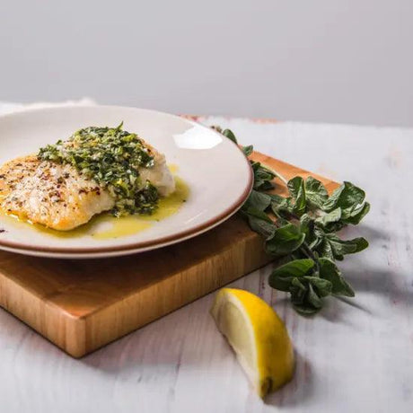 BRILL WITH FIERY SEA PEPPER SEASONING AND SALMORIGLIO DRESSING - Fish For Thought