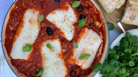 HAKE WITH CHORIZO & TOMATO - Fish For Thought