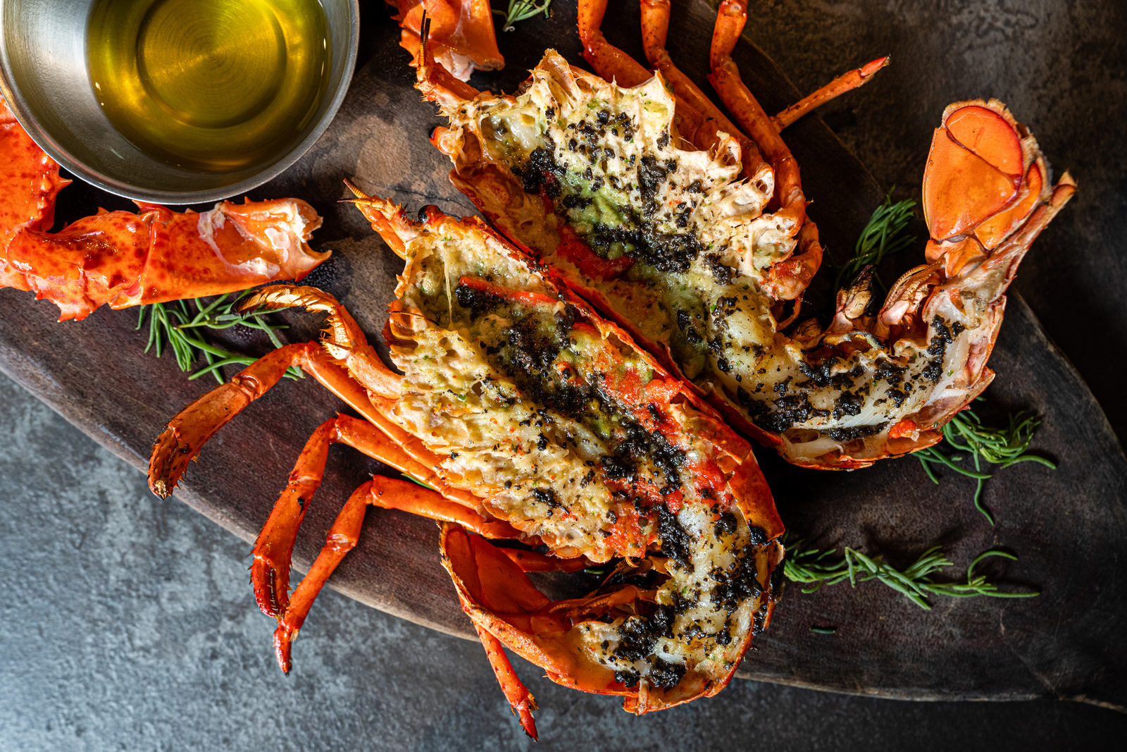 LOBSTER AND CAVIAR GRATIN SERVED IN THE SHELL