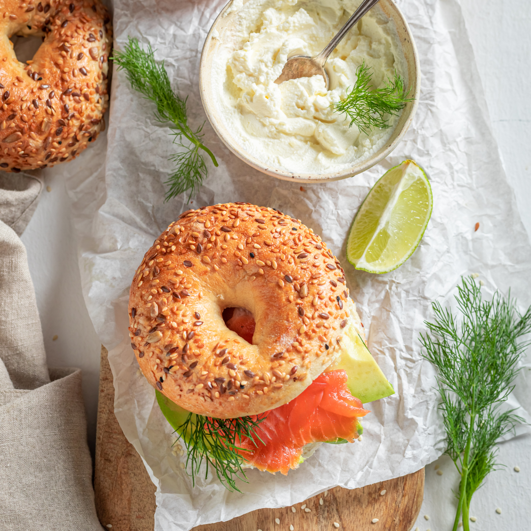 Smoked Salmon and Avocado Bagels