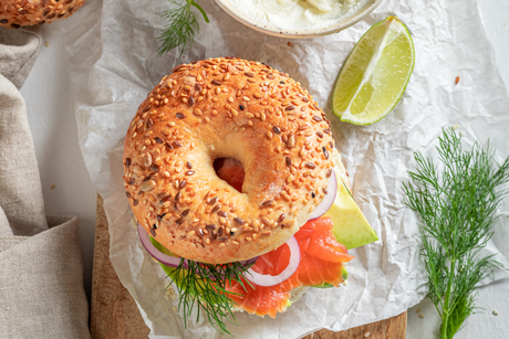 Smoked Salmon and Avocado Bagels