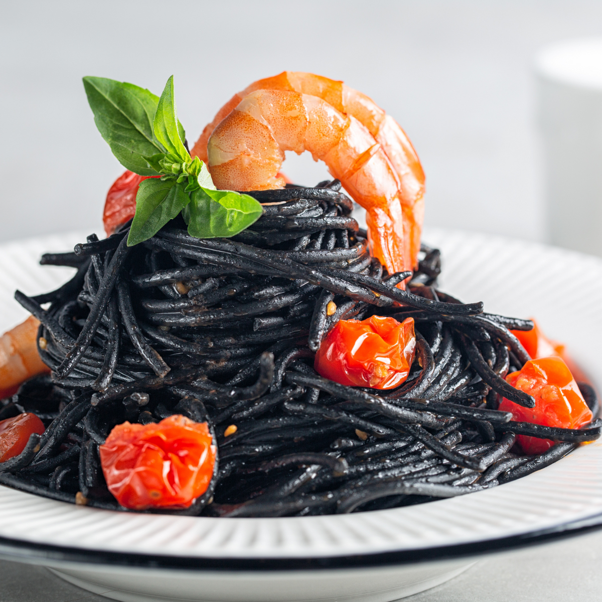 Squid Ink Pasta with Tomato and Prawns – The Cornish Fishmonger