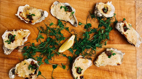 STILTON AND CHUTNEY BAKED OYSTERS - Fish For Thought