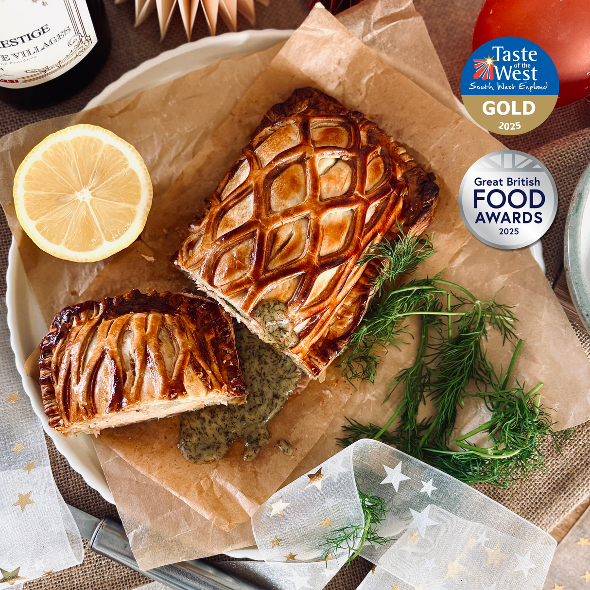 Salmon and Wild Prawn En Croute