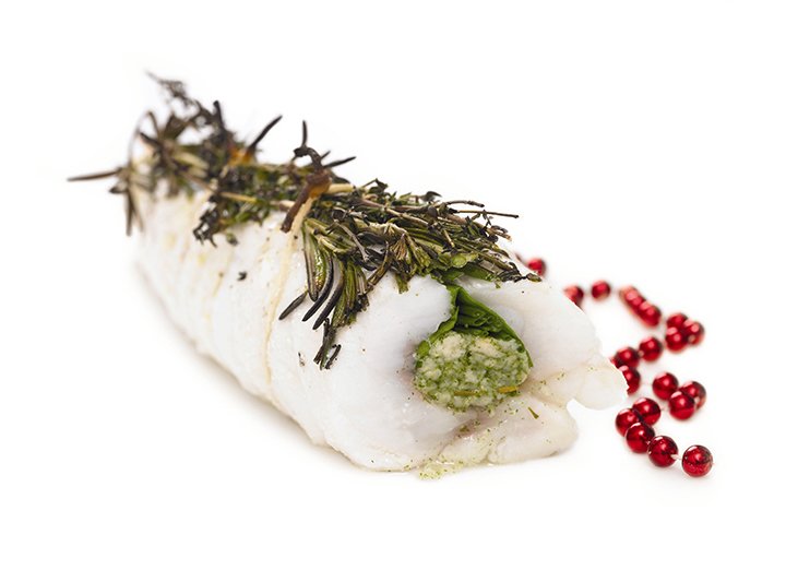 Roasted Monkfish with Sage and Onion Stuffing